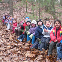 Preschool children in the woods